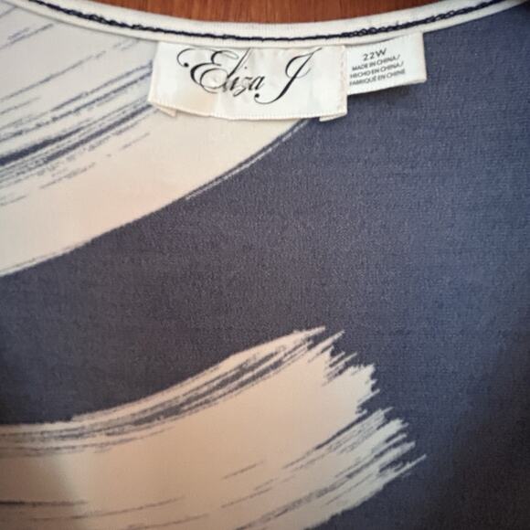 ELIZA J Women’s Blue White Jersey Knot Front Sleeveless Maxi Dress Plus Size 22 - Picture 9 of 10